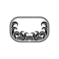 Art Deco Frame Element with Swirls and Fan Detail - Black and White. vector