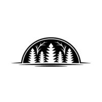 Minimalist Forest Black Trees in a Half-Circle on White. vector