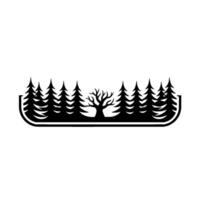 Black White Forest Pine Trees, Bare Tree, Minimalist. vector