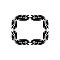 Elegant Black Leaf Frame on Light Gray Background. vector