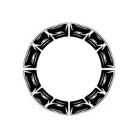 Abstract Circle Element, Black and White Block. vector