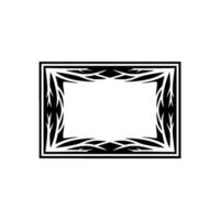Elegant Black White Frame with Organic Branch Motif on Light Background. vector