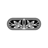 Decorative Foliage Emblem, Minimalist , Black and White. vector