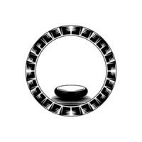 Minimalist Circle Frame with Bowl - Abstract , Black White. vector