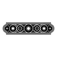 Celestial Geometric Border Black White Decorative Element. vector