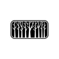 Minimalist Forest Black and White Trees in Rounded Rect. vector