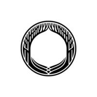 Abstract Black and White Tree Circle , Minimalist Nature Emblem. vector