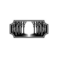 Stylized Forest Path , Minimalist , Black and White. vector