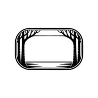 Minimalist Forest Frame - Black White Nature Element. vector