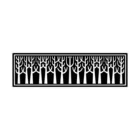 Minimalist Forest Border in Black and White Decorative Element. vector