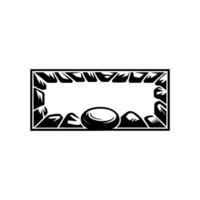 Stone Frame with Oval Object, Monochrome. vector