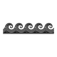 Decorative Black Wave Border - Seamless Ocean Pattern. vector