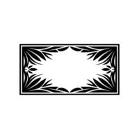 Elegant Black Floral Frame , Botanical Element on White. vector