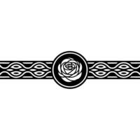 Minimalist Rose with Ornamental Border in Black White. vector