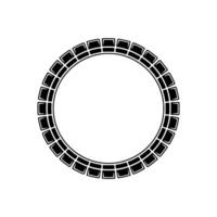 Black Geometric Circle Frame on White Background, Minimalist. vector