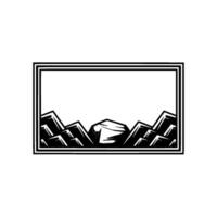 Mountain Frame Bold Minimalist for Branding and Nature Themes. vector