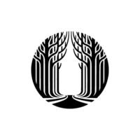 Minimalist Forest Path Black and White Circle. vector