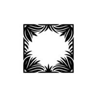 Elegant Palm Frond Square Frame Silhouette on Light Background. vector