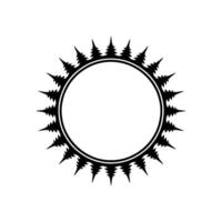 Black Tree Silhouette Circular Frame Minimalist Element on White Background. vector