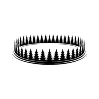 Circular Forest Silhouette Minimalist, Abstract Nature. vector