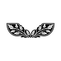 Elegant Black Leaf Border Element on White Background, Decorative. vector
