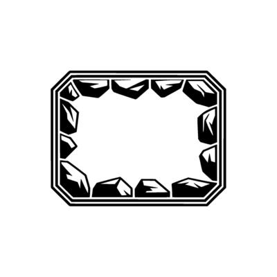 Geometric Stone Frame Minimalist Black and White.