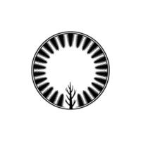 Minimalist Circular Tree , Black and White. vector