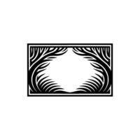 Elegant Black Frame with Floral Motif on White Background. vector