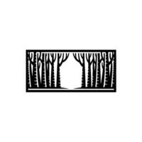 Minimalist Forest Silhouette Monochrome, Decorative Element. vector