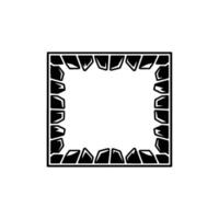 Abstract Stone Frame Border, Black Outline on Light Background. vector