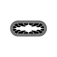 Geometric Tech Black Oval Element on Grayscale. vector