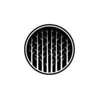 Minimalist Forest in Circle - Black and White. vector