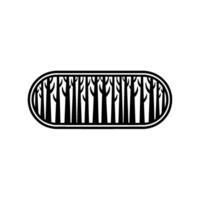Minimalist Forest Geometric Trees in Oval Frame, Black White. vector