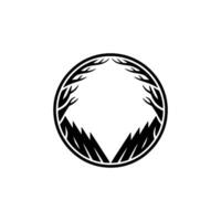 Minimalist Mountain Tree , Black and White Circle. vector