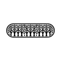 Minimalist Tree Silhouettes in an Oval Frame - Geometric. vector