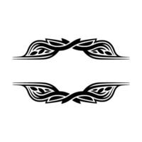 Black Tribal Leaf Frame Elements on White Background. vector