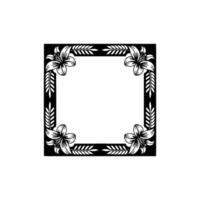 Elegant Floral Frame in Black White Invitation , Border, Empty Space. vector