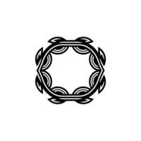 Geometric Black and White Abstract Leaf-Shaped Frame. vector