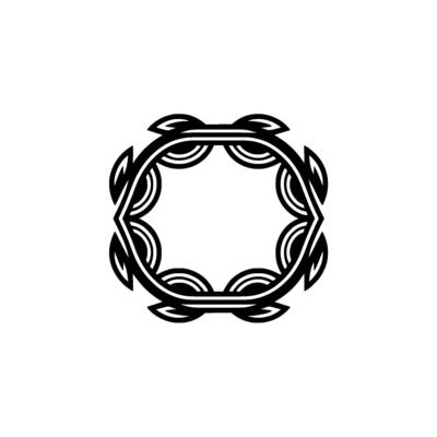 Geometric Black and White Abstract Leaf-Shaped Frame.