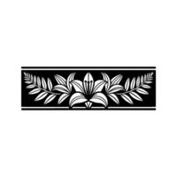 Elegant Black and White Floral Border with Lily and Foliage Elements. vector