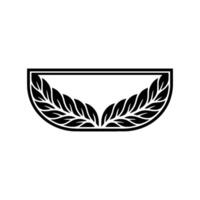 Elegant Black White Laurel Wreath Crest, Minimalist Element. vector