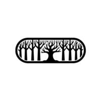 Black Forest Silhouette in Rounded Rectangle. vector