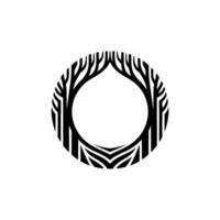 Minimalist Black Tree Ring on White Background. vector