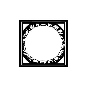 Stone Circle Frame in Square Border, Minimalist. vector