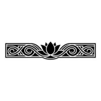 Elegant Black Lotus Border , Ornate Scrollwork on Neutral Background. vector