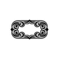 Ornate Black White Scrollwork Frame on White Background. vector