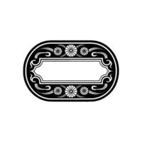 Decorative Oval Frame, Black and White, Vintage Style. vector
