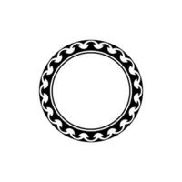 Elegant Black Circle Frame with Ornamental Pattern on Light Gray. vector