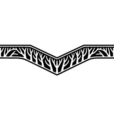 Minimalist Decorative Tree Border - Black White, Geometric, for Elements.