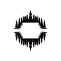 Minimalist Forest Frame in Black on White. vector